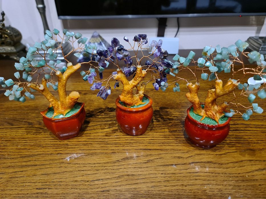 Copacul vietii roditor,cupru și pietre naturale jad si ametist india