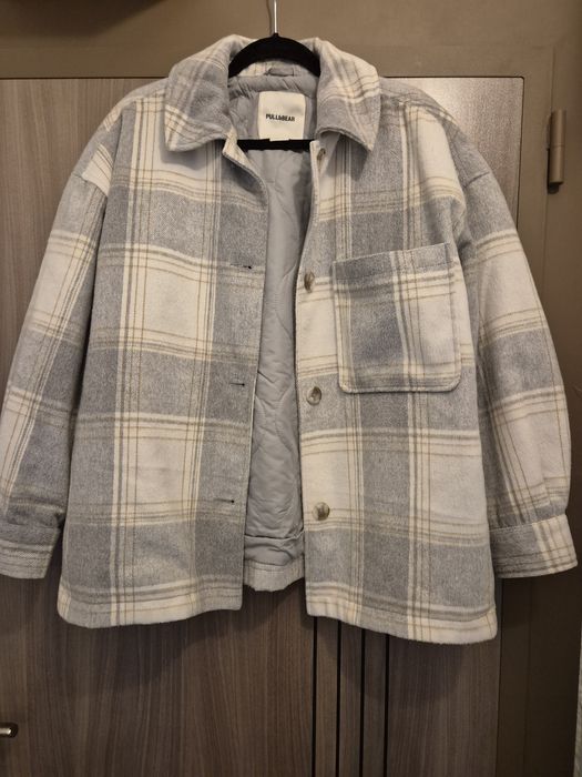 Pull and bear Карирано ватирано дамско яке-риза