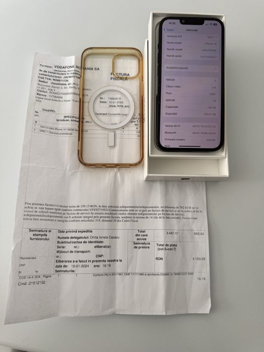 Iphone 14 black/128g factura