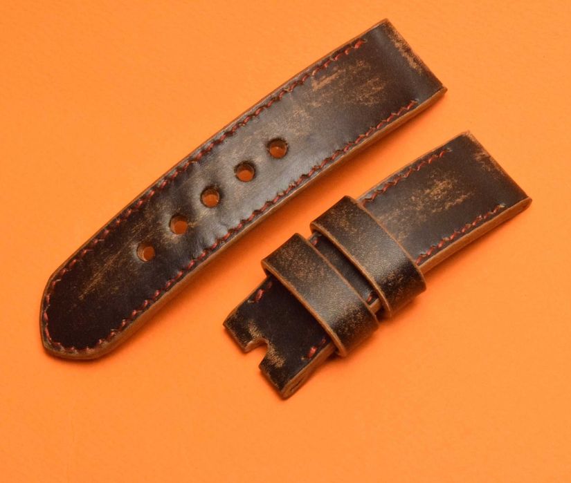 Каишка за часовник естествена кожа за Panerai 26,24mm ръчна изработка