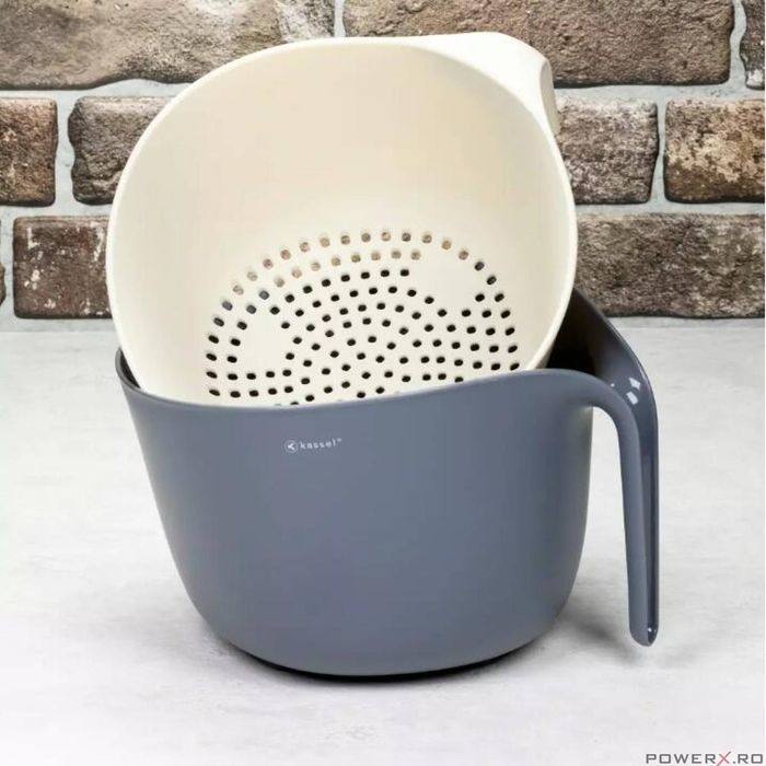 Bol cu strecuratoare detasabila, din plastic, gri, Kassel