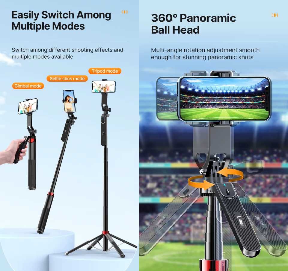 Ulanzi MA09 селфи стик , статив за смартфон или GoPro 180 см.