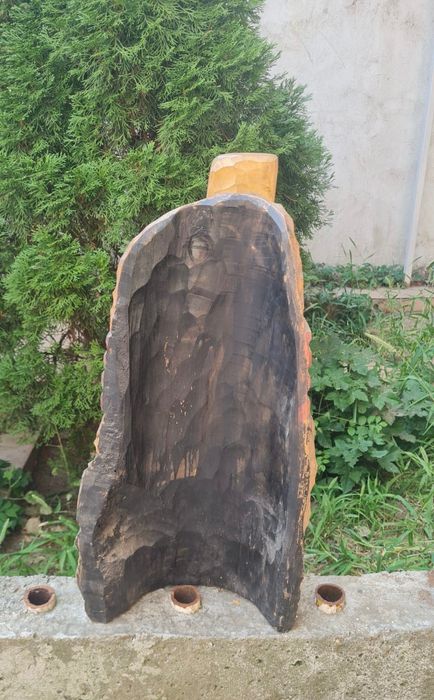 Bust sculptat din lemn de fag sau tei, portret Vlad Țepeș