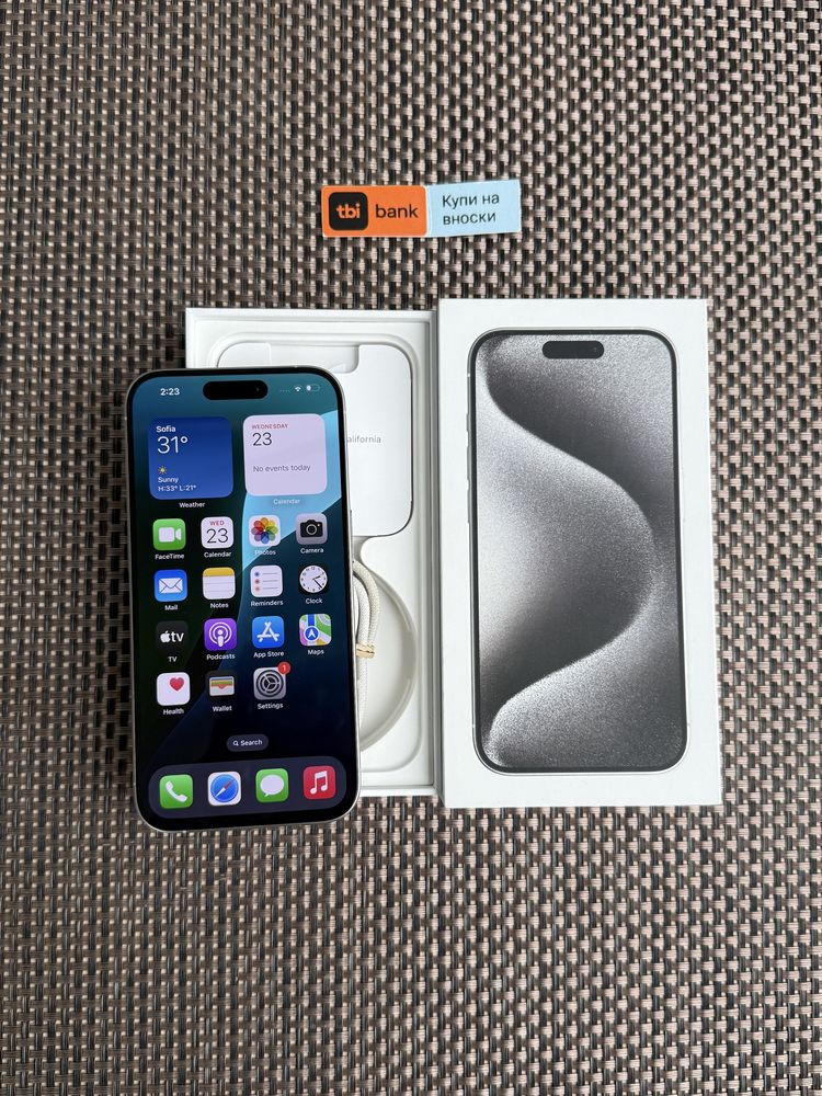 КАТО НОВ! /*ЛИЗИНГ*/ IPhone 15 Pro / White Titanium 128Gb Айфон