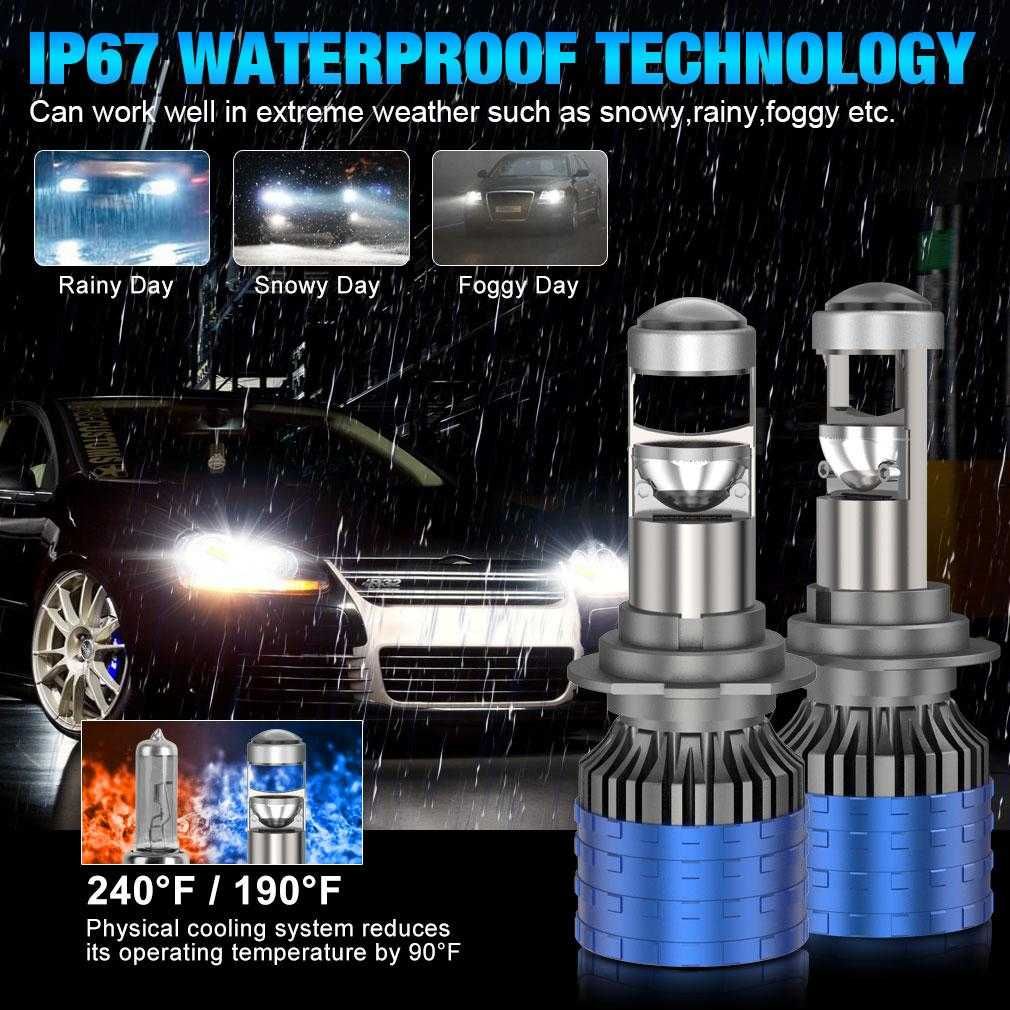 Комплект 2 LED крушки с лупа, H7, 30000 Lm, 12V, 2x55W, 6500К, 87x31мм