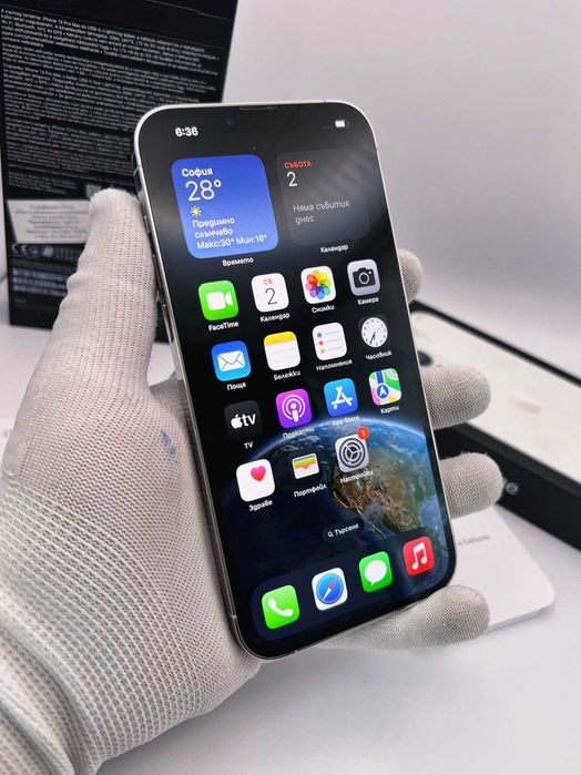 iPhone 13 PRO MAX, 256GB, Silver, 100% батерия, КАТО НОВ, ГАРАНЦИЯ!