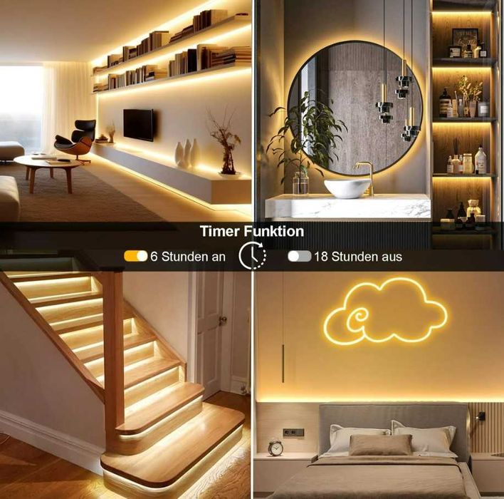 Bandă LED 10M Flexibilă din Silicon cu Temporizator Impermeabilă