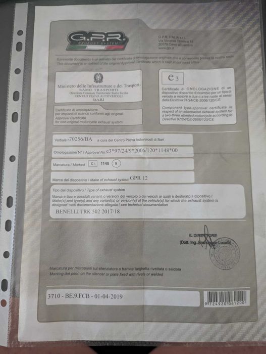 Toba finala GPR Benelli TRK 502