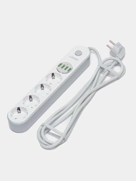 Пилот, удлинитель сетевой фильтр LDNIO 4 розетки 4 USB