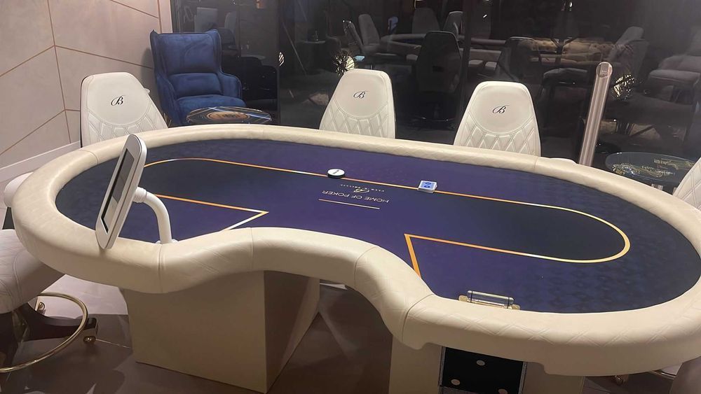 Masa / mese de poker de lux; crem/albastra - Custom Tables EU