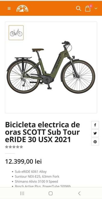 Ebike SCOTT Tour eRIDE 30 Unisex 2021, baterie 500 wh, rulata 300km