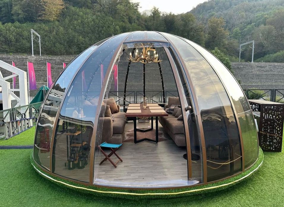 Igloo metalic cu geamuri de sticla all seasons deschidere 180 grade