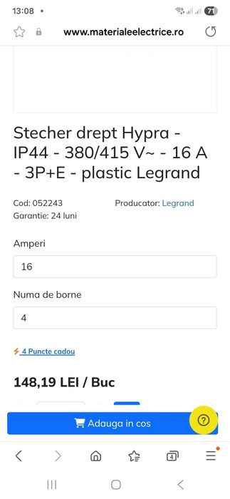 Mufa industriala trifazic+ cablu 4m