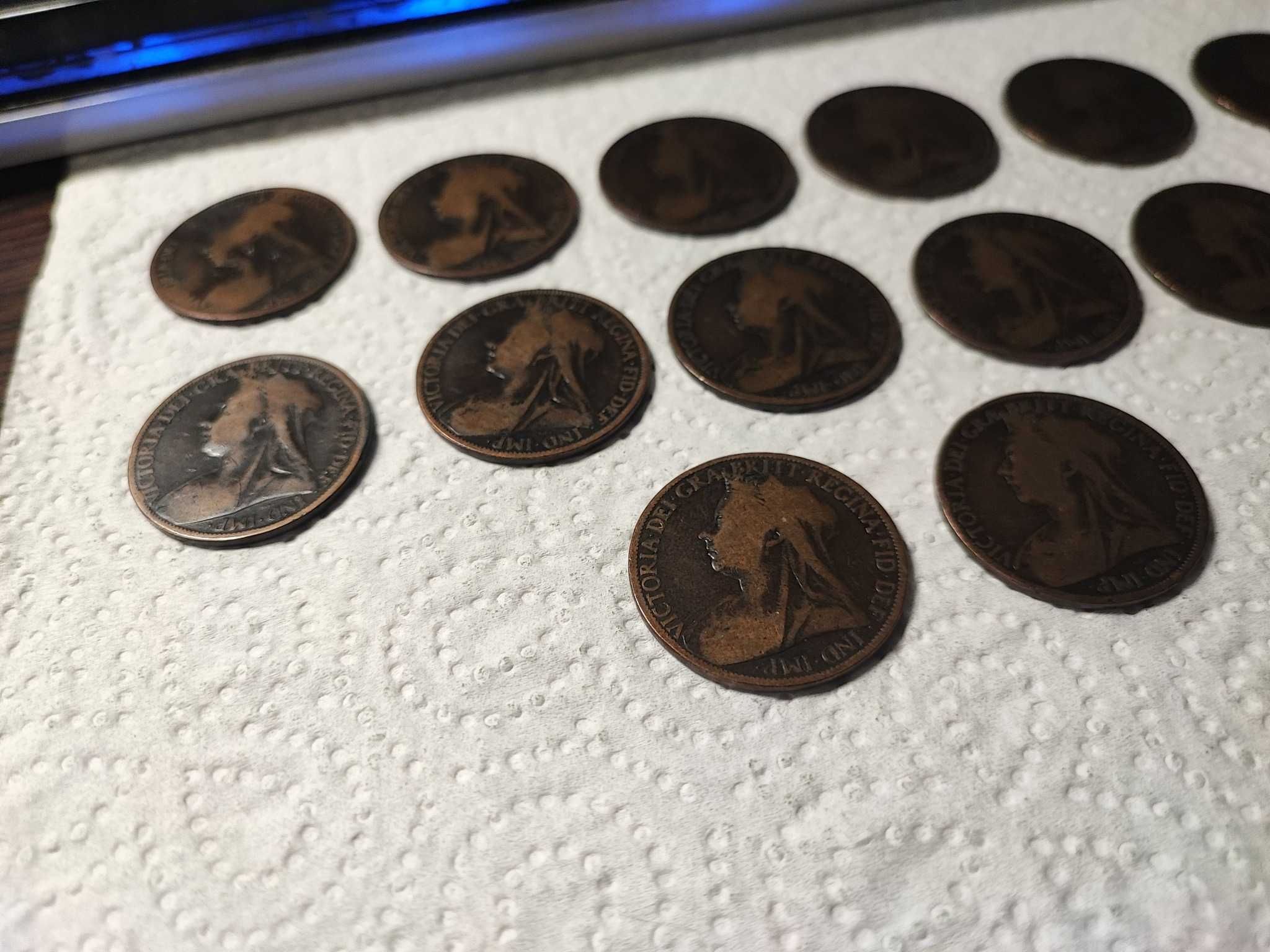 Lot vintage de 14 monede de 1 penny 1899