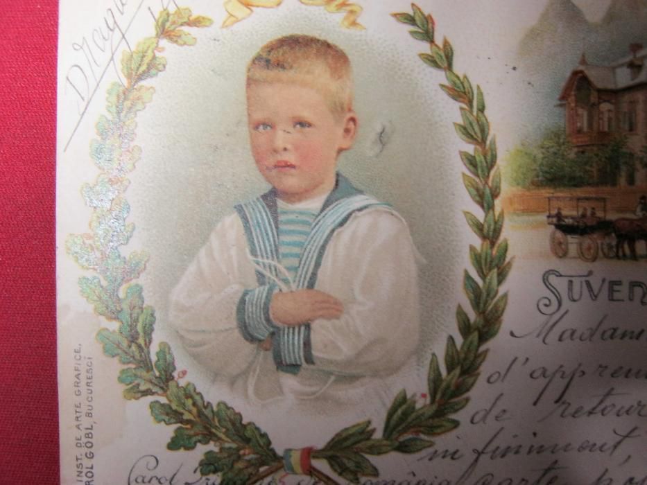 Ilustrata veche,Litografie,regalista.Carol II copil,Busteni.1900.