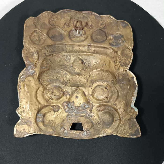 Masca antica tibetana traditionala Buddha Mahakala, turcoaze, coral