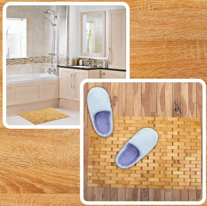 Универсален килим за баня, бамбук, нехлъзгав, влагоустойчив