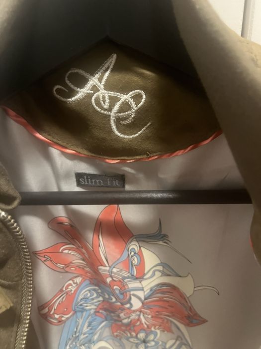 Geaca de piele intoarsa kaki -100 ron