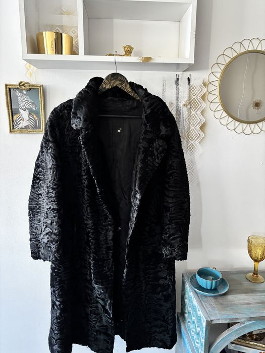 Кожено палто естествен косъм астраган