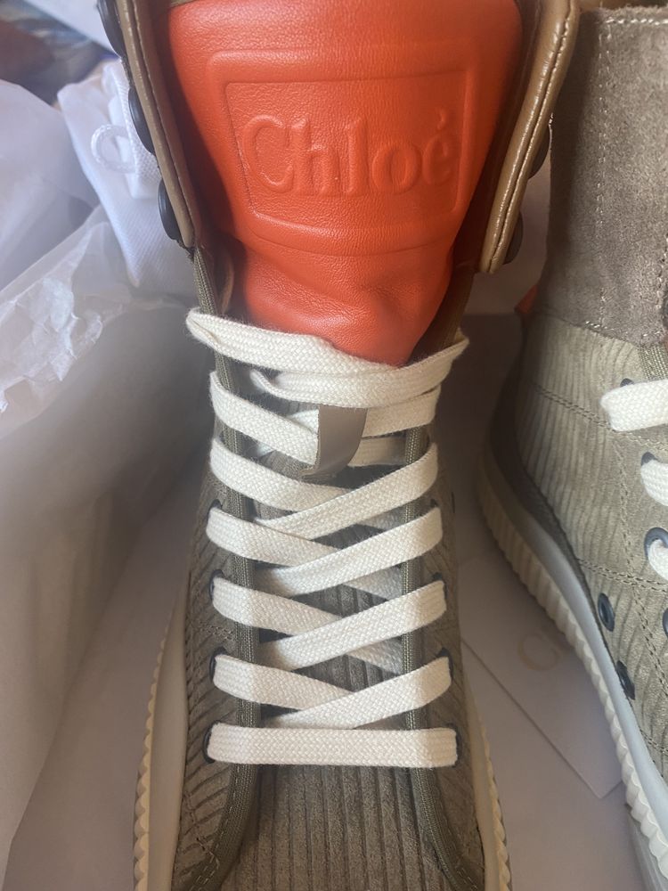 Chloe hi top sneakers,vintage brown/gray,produs original