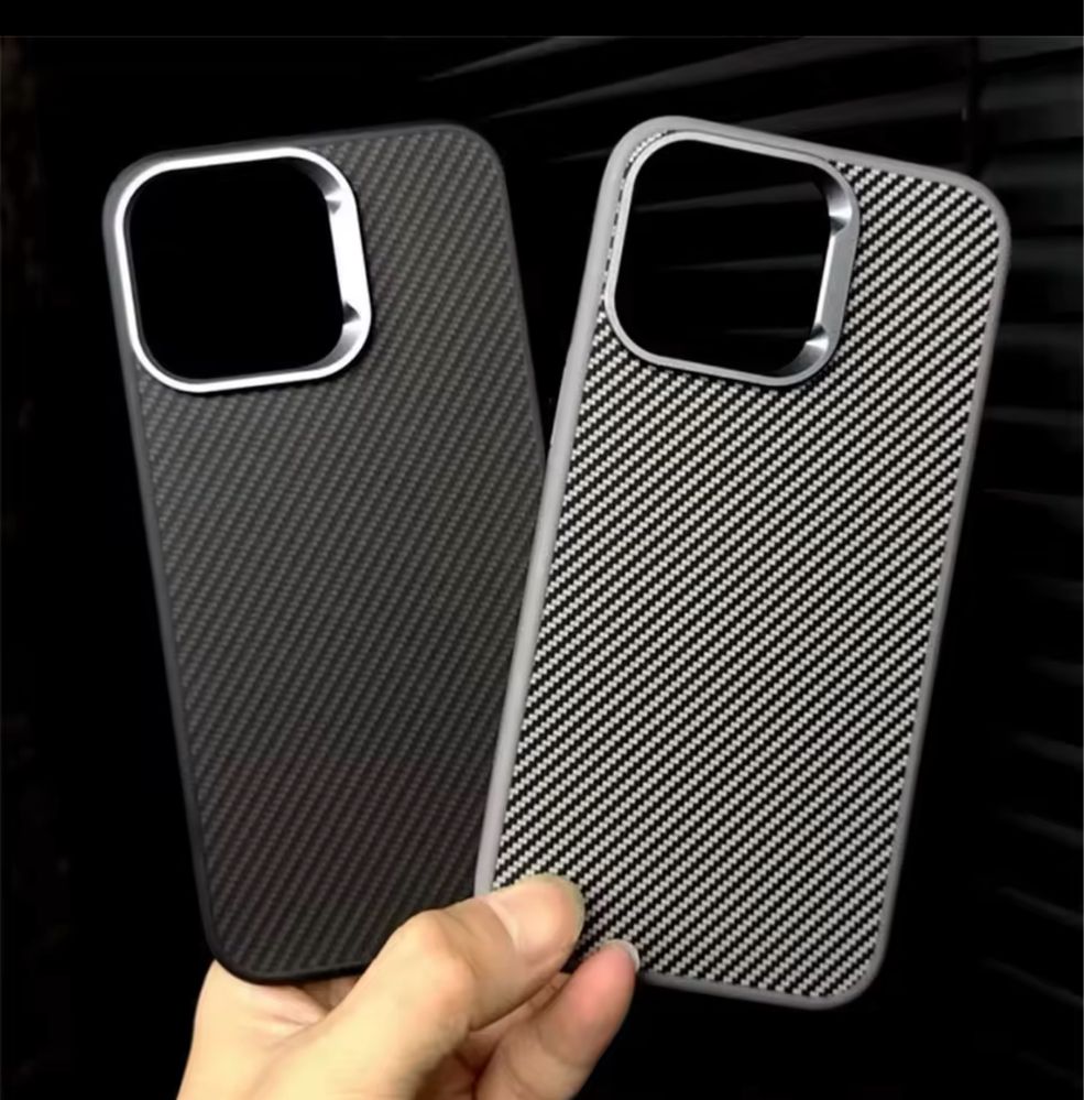 Iphone 15/16/PRO/MAX/PLUS - Husa Carbon Soft Touch Neagra Gri
