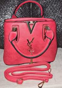 Poseta dama Yves Saint Lauren piele ecologica rosie noua superba!!
