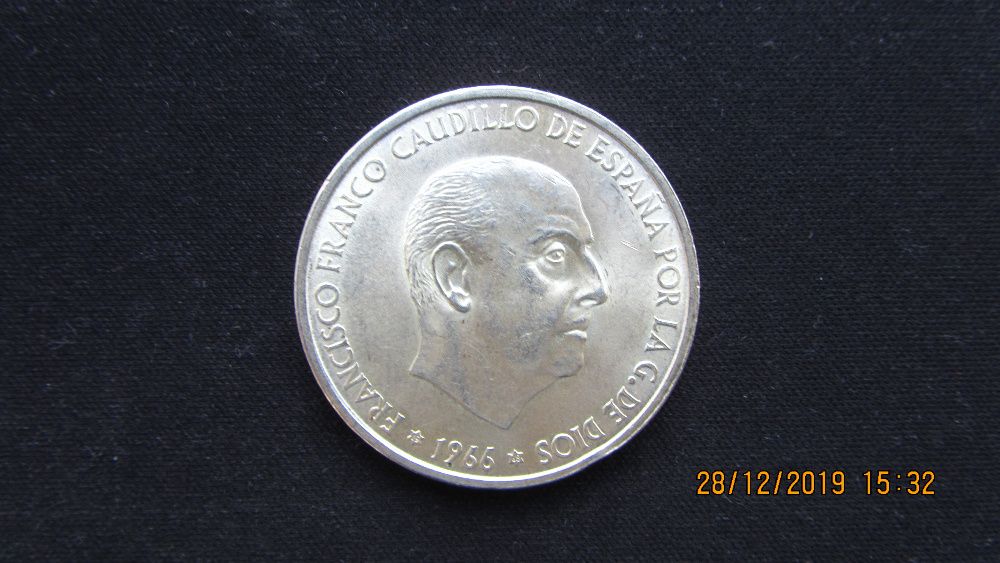 100 Pesetas 1966 argint Spania , luciu