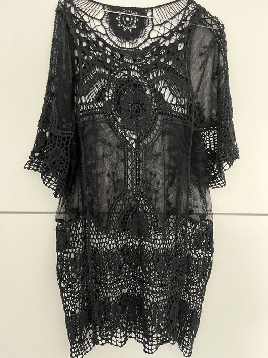 Rochie dantela, model deosebit, culoare neagra