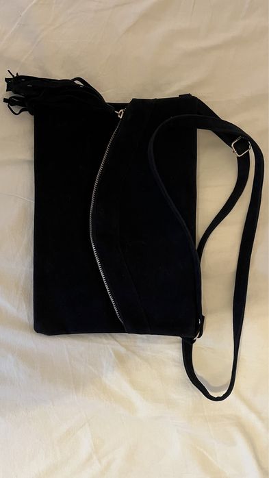 Велурена дамска чанта с дълга дръжка нова