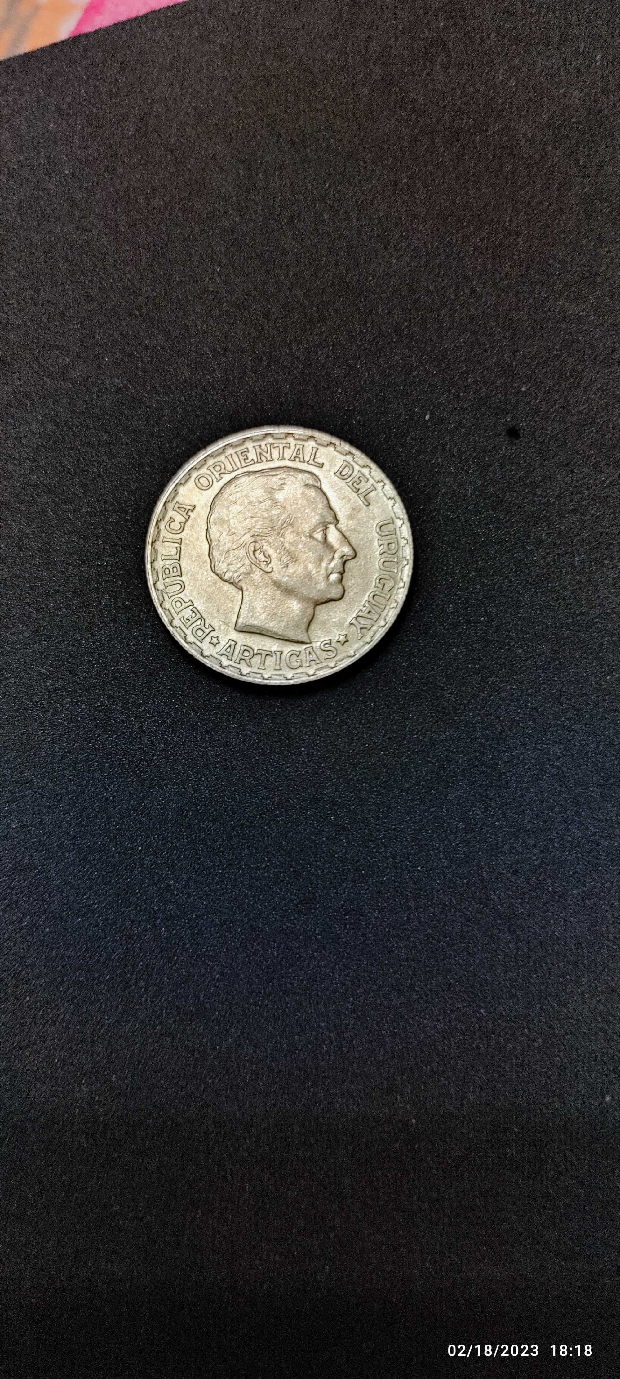Moneda argint 50 Centesimos, URUGUAY, 1943