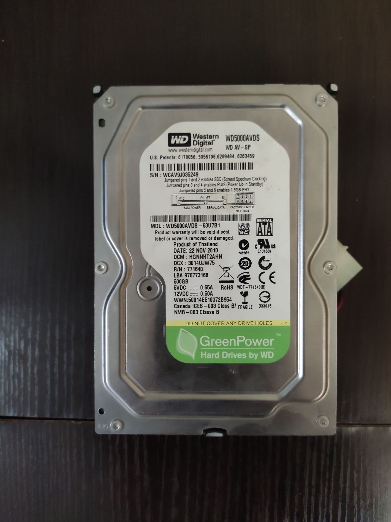 Жёсткий диск 500 Гб  HDD Western Digital SATA-II