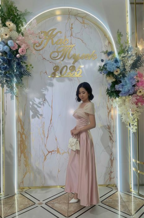 Розовое вечернее платье. Б/у