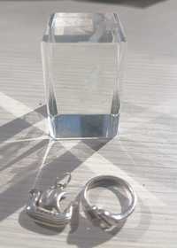 Сребърен пръстен, сребърна висулка, прозрачно кубче