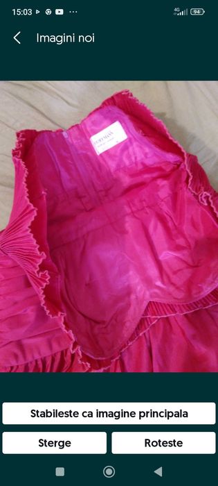 Rochie elegantă saten ciclamen mar M