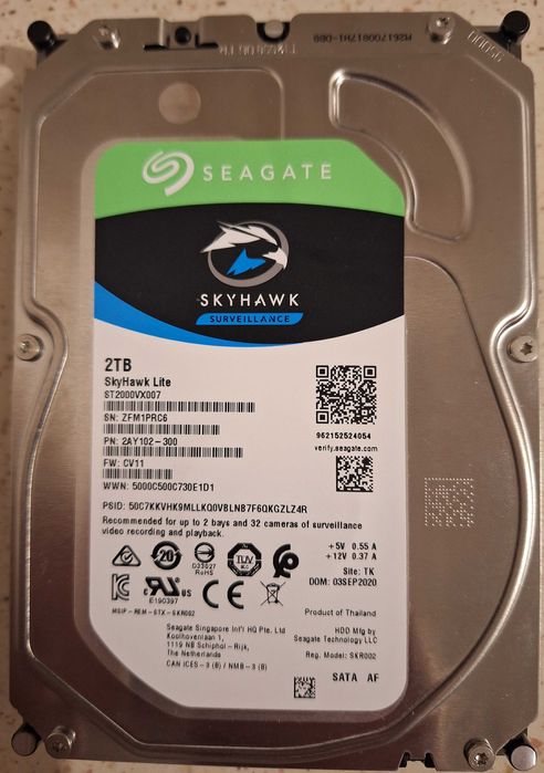 HDD Seagate SkyHawk Lite Surveillance, 2TB, 5400RPM, SATA3, 256MB