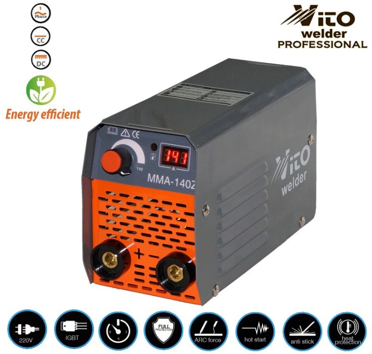140 Реални Ампера Мини Инверторни IGBT Електрожени VITO MMA 140Z