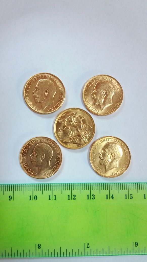 Moneda/monede aur 22 K "Sovereign", 7,98 gr. (an: 1910,1911,1920,1929)