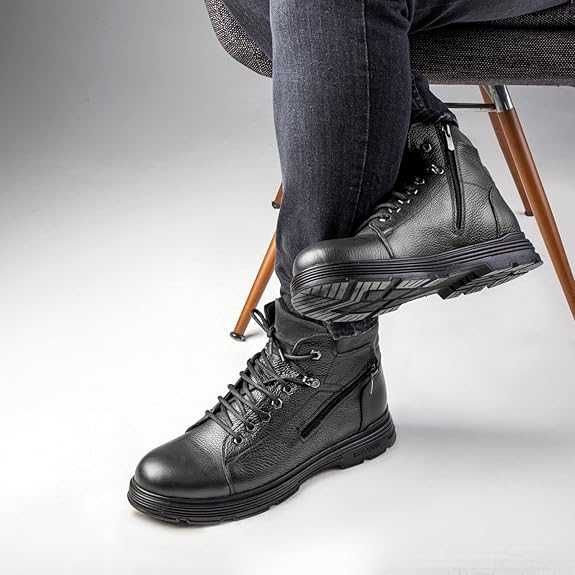 Мъжки боти от естествена кожа с връзки и гумена подметка - Ducavelli