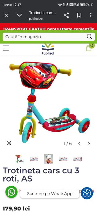 Vand trotineta cars FULGER