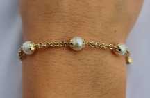 Brățară handmade din aur galben 14k și perle Akoya