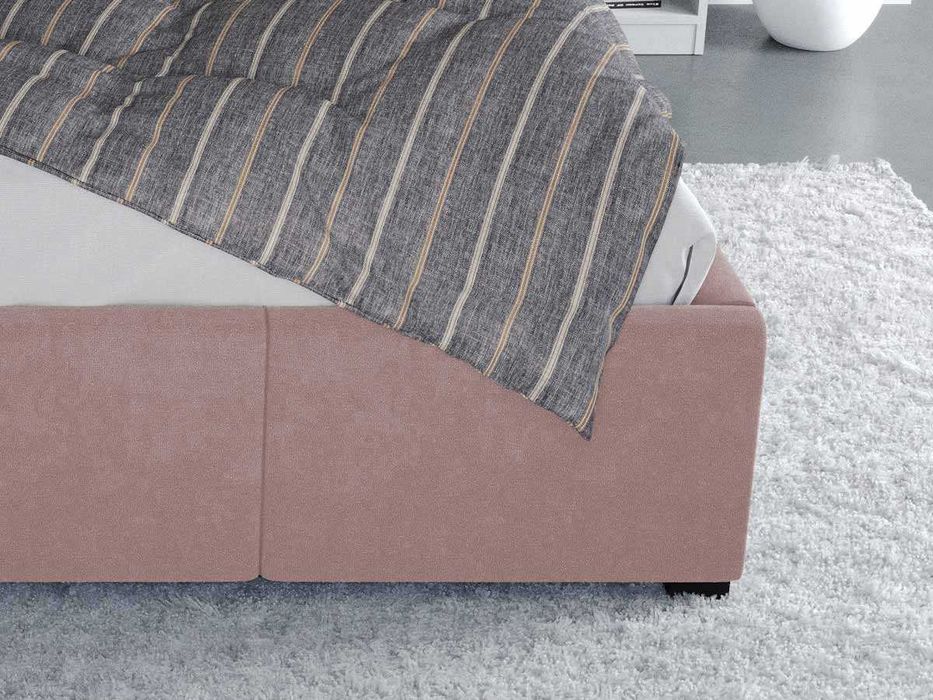 Pat Tapitat Avelis Roz cu somiera rabatabila si lada de depozitare