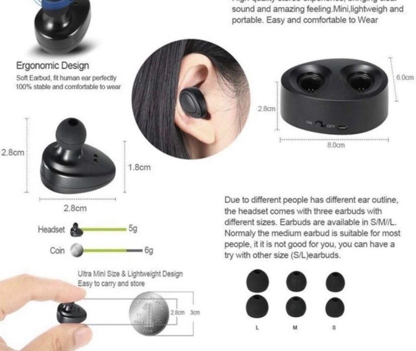 TWS-K2 Mini V4.1 Безжични стерео Bluetooth слушалки