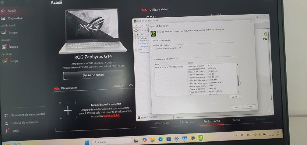 Laptop Asus Zephyrus G14, RTX3060, 5900HS, 16GB, 1TB, 144Hz