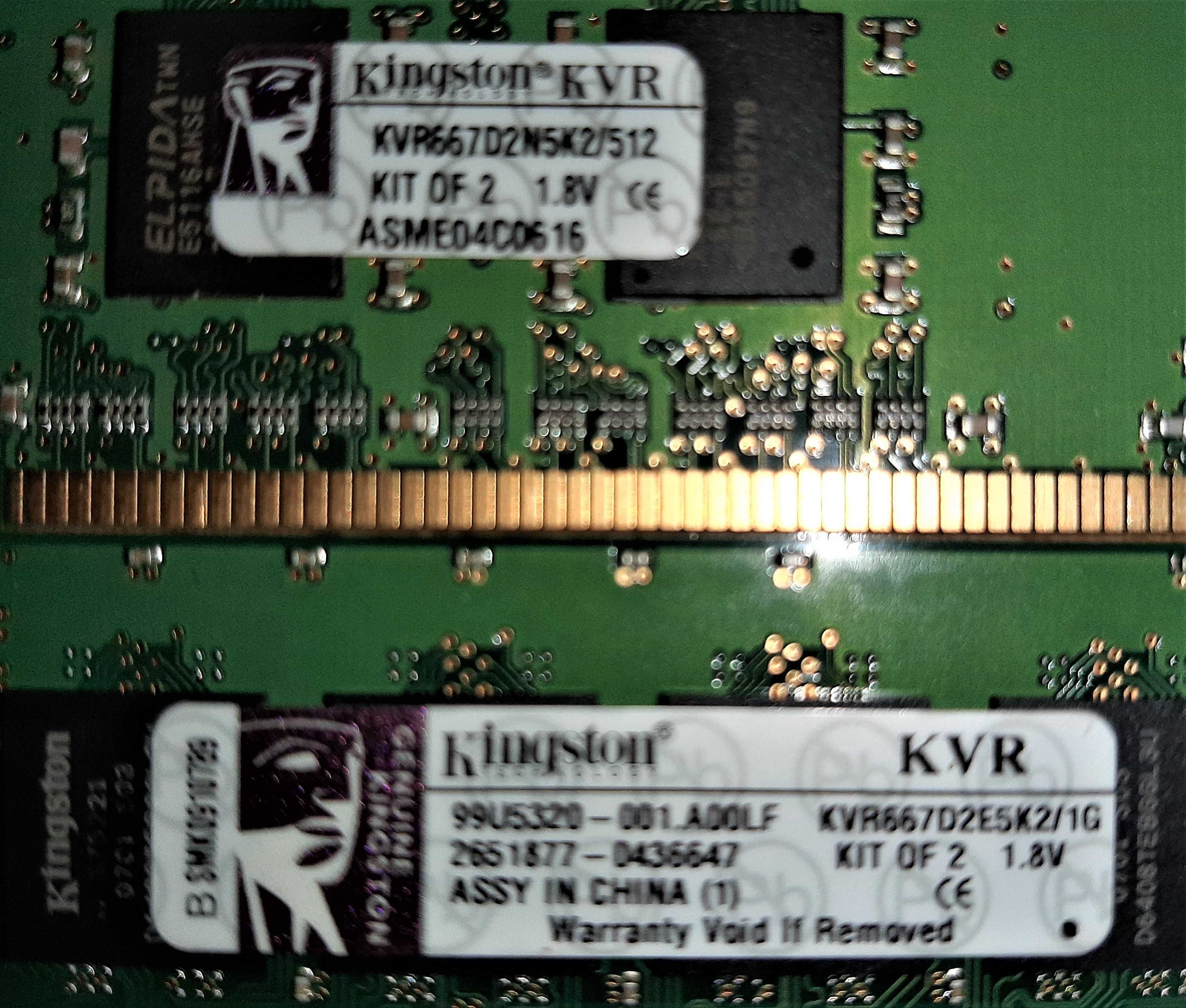 3 GB RAM DDR2/667 memorii PC Kingston originale 2x1GB + 2x0,5 GB