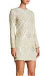 NAOMI Sequin-Woven long-sleeve minidress