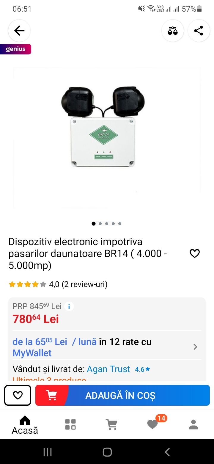 Dispozitiv contra pasarilor daunatoare BR14 (4000 - 5000mp)