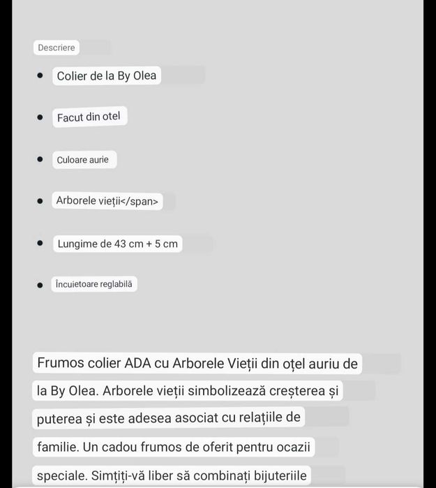 Colier dama arborele vieții