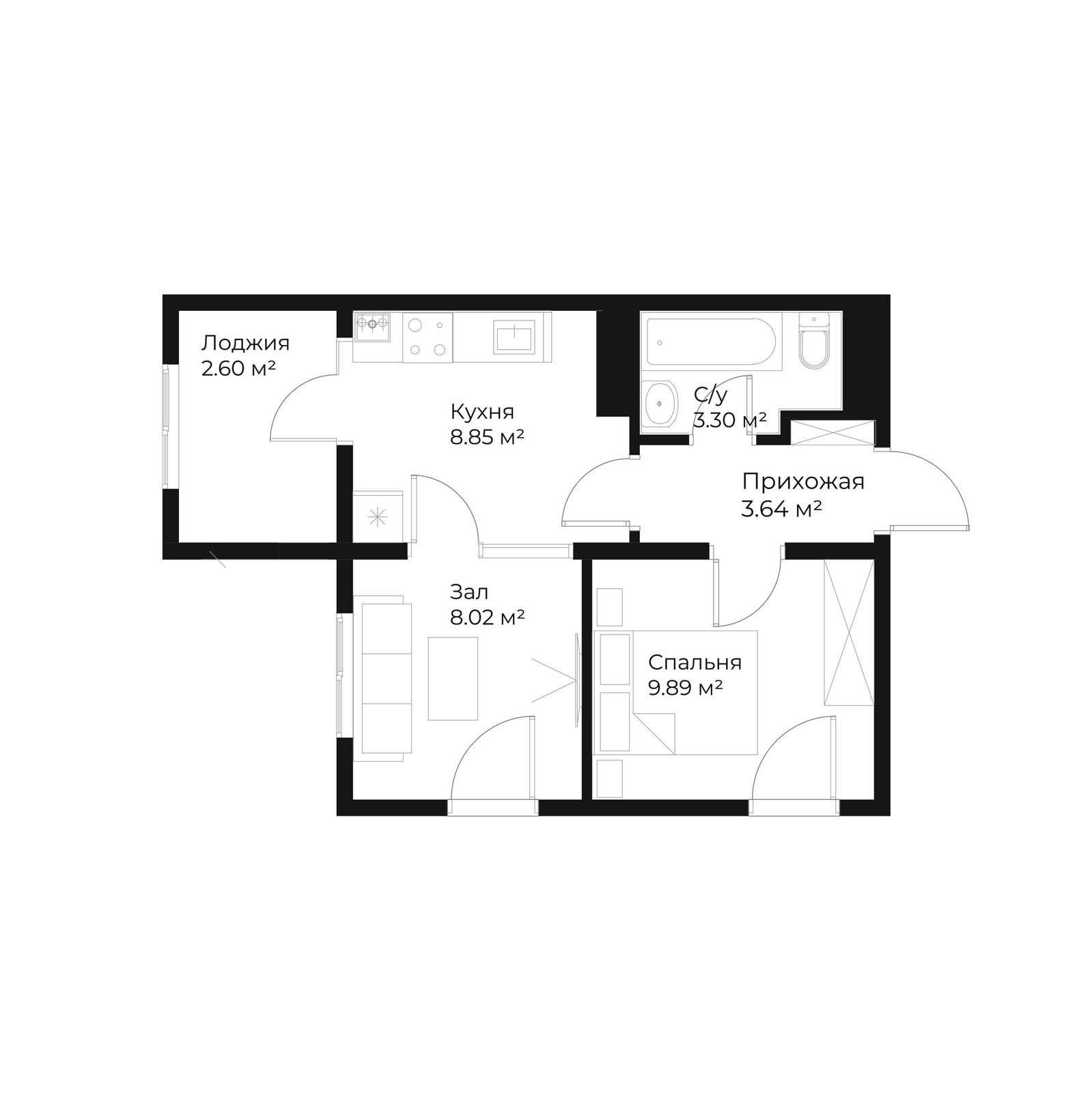 1-xonali xonadonlar | 1-к. квартиры ЖК Assalom Bog'lar - Golden House