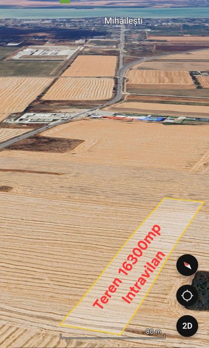 Teren intravilan Mihăilești, poziție strategică, ideal pt investiții