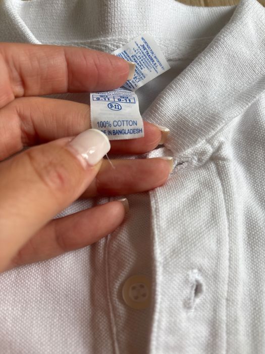 Vând tricouri albe polo, mânecă lungă 100%bumbac7-8 ani și 9-11 ani